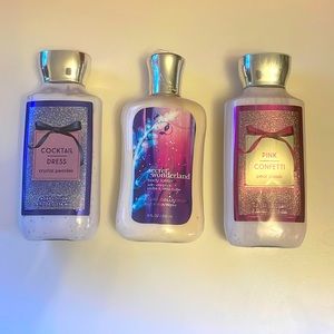 BATH AND BODY WORKS: Bundle three 8 ounce body lotions.